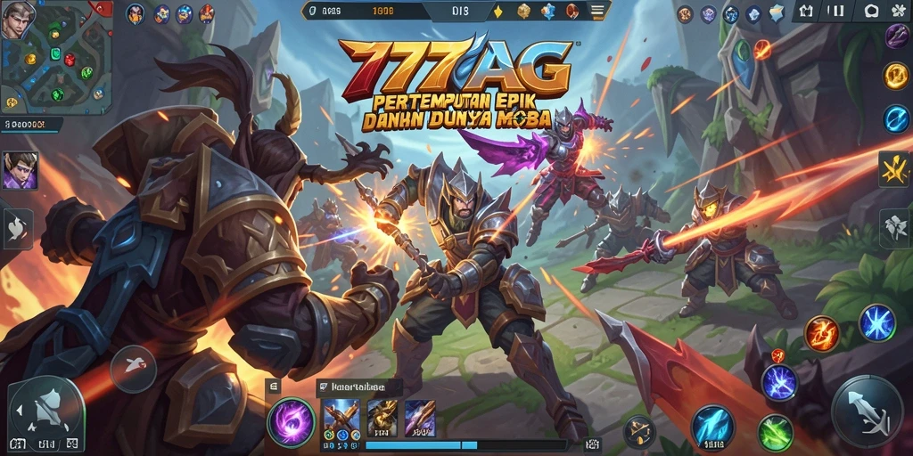 Tangkapan layar gameplay 777AG menampilkan aksi seru dalam pertempuran MOBA.