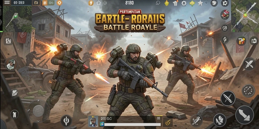 Screenshot gameplay intens dalam pertempuran Battle Royale 8180.