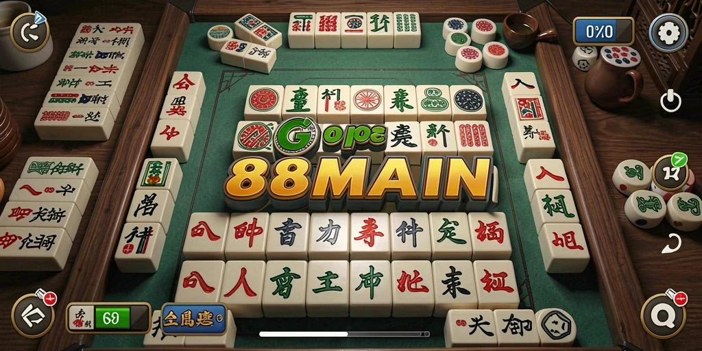 Tampilan gameplay 88MAIN yang mendebarkan dalam permainan Mahjong.