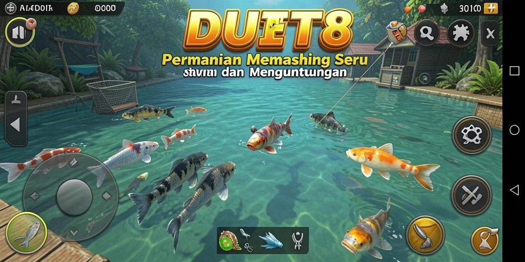 Tampilan gameplay memancing yang mendebarkan dalam DUIT8.