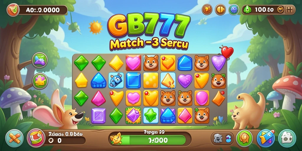 Screenshot GB777 menampilkan gameplay menarik dari level Match-3.