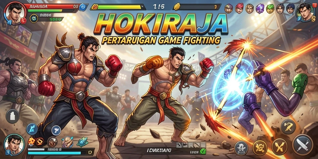 Gameplay HOKIRAJA menampilkan pertarungan yang intens dan karakter yang menawan.