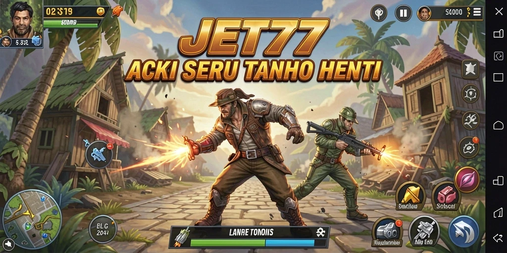 Screenshot JET77 menampilkan adrenalin tinggi dalam aksi pertempuran.