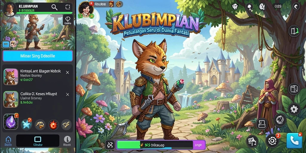 Tangkapan layar gameplay KLUBIMPIAN yang menunjukkan petualangan seru.