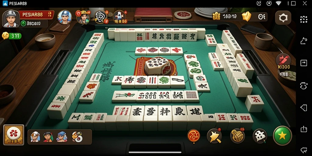 Tampilan gameplay PESIAR88 dengan ubin Mahjong yang berwarna-warni.