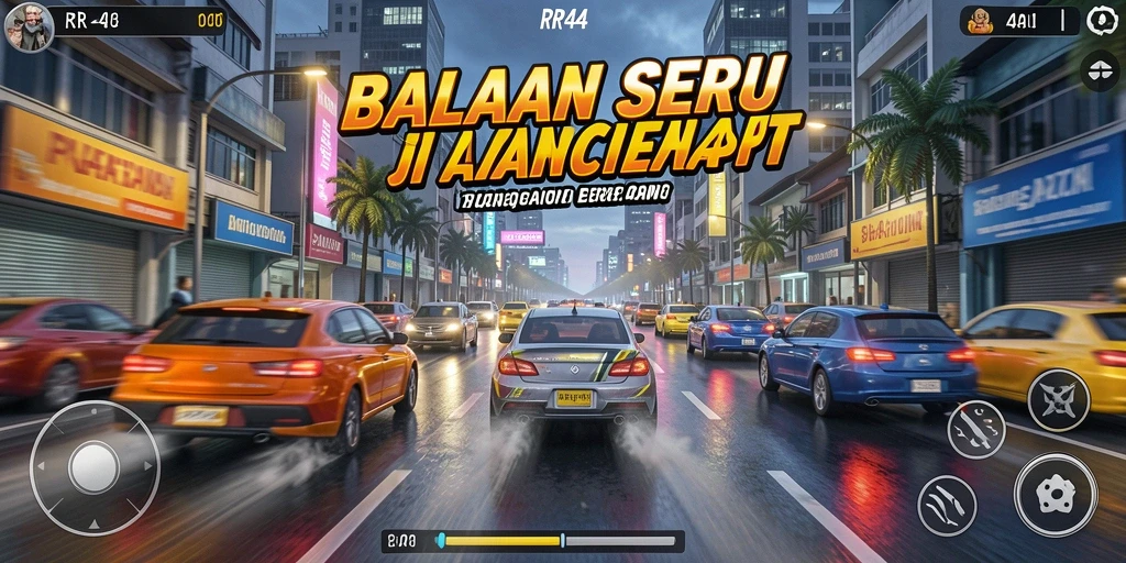 Tampilan mendebarkan dari gameplay balapan RR44.