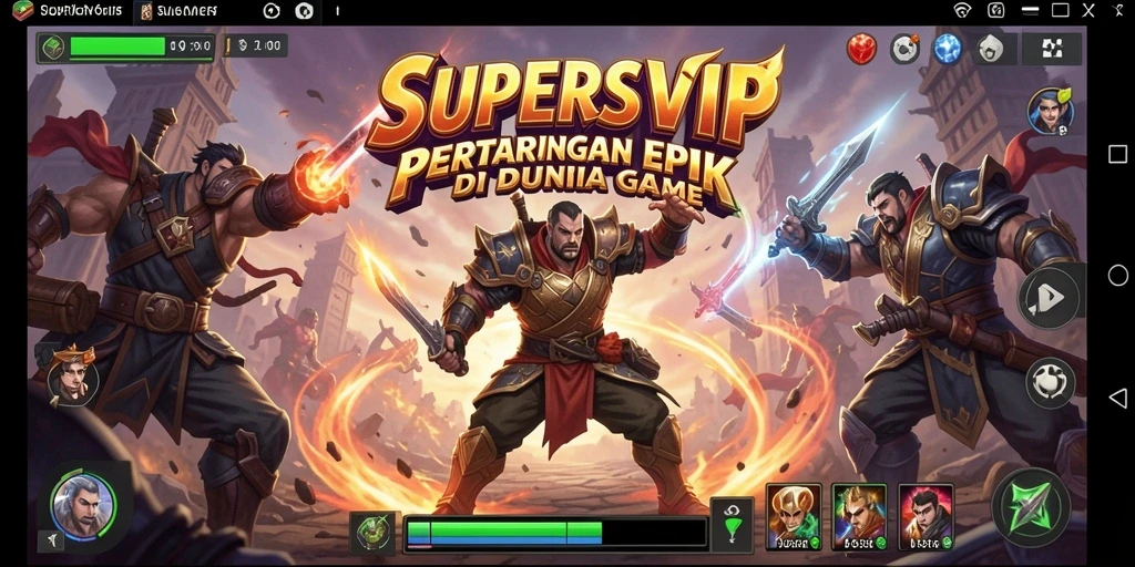 Gameplay <strong>SUPERSVIP</strong> menampilkan pertarungan seru dengan grafis menawan.