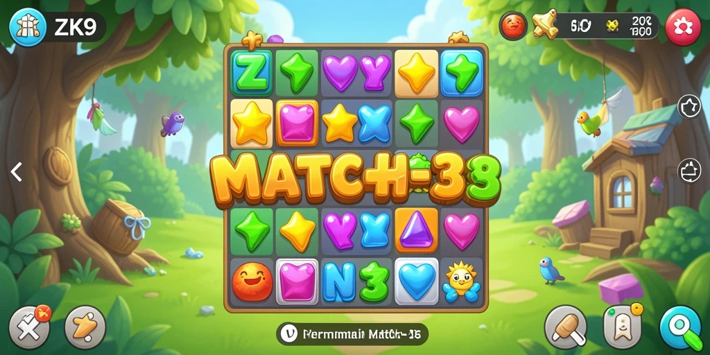 Tampilan gameplay ZK9 yang penuh warna dan menantang.